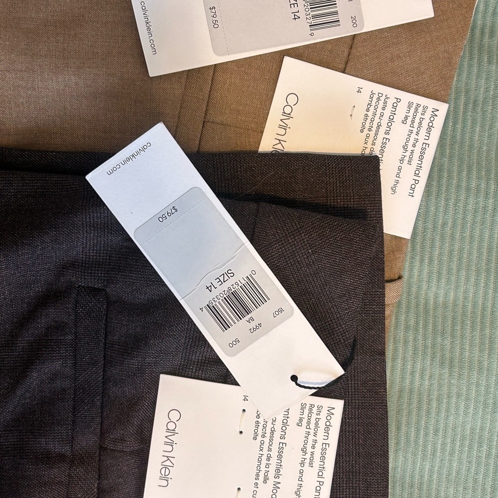 NWT Calvin Klein Straight Leg Pants - Tan and Dark Brown